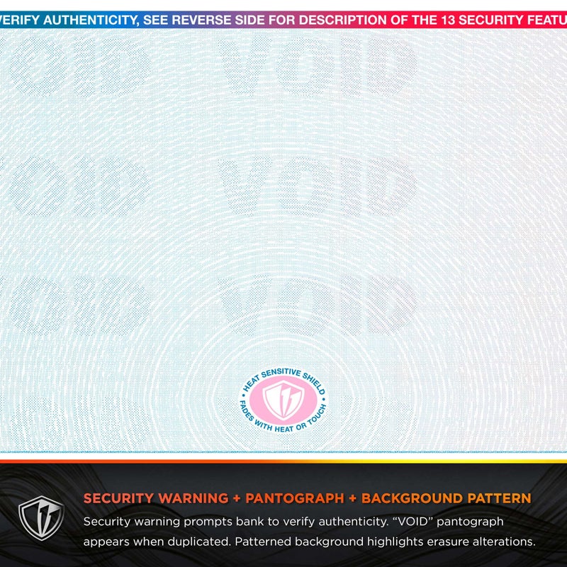 DocuGard Blue/Red Sunburst Premier Prismatic Top High Security Check Paper - QuickBooks & Laser/Inkjet Printer Compatible - 13 Security Features - 500 Blank Business Checks (04564) - Image 4